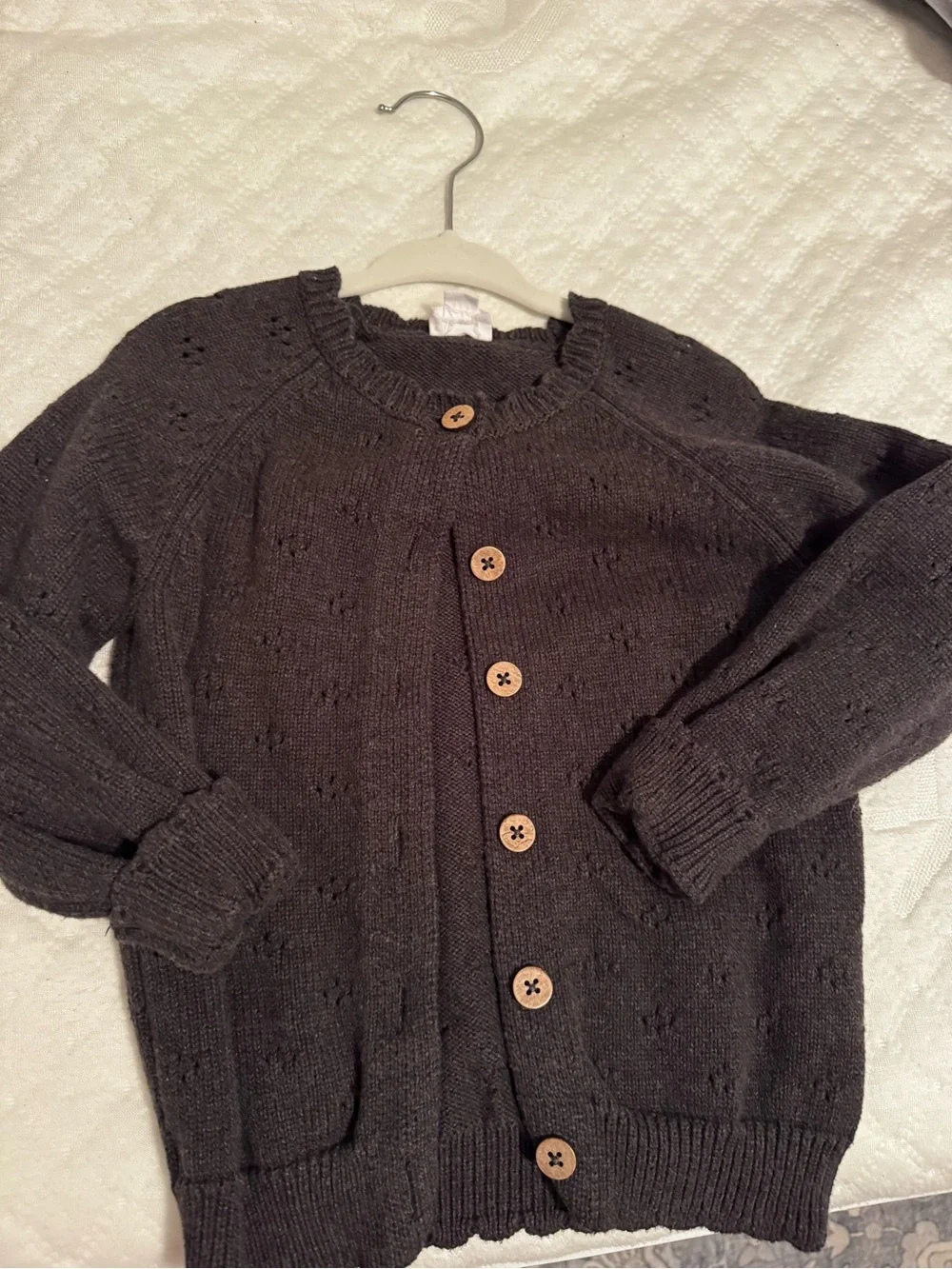 Jamie Kay Dark Gray Knit Cardigan with Wooden Buttons